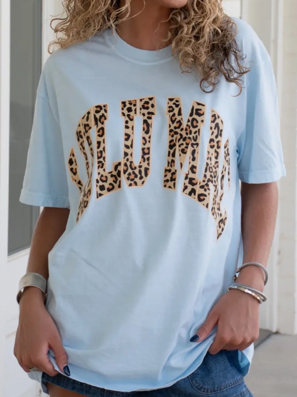 Lulu Mac Leopard Adult Chambray Comfort Colors Tee